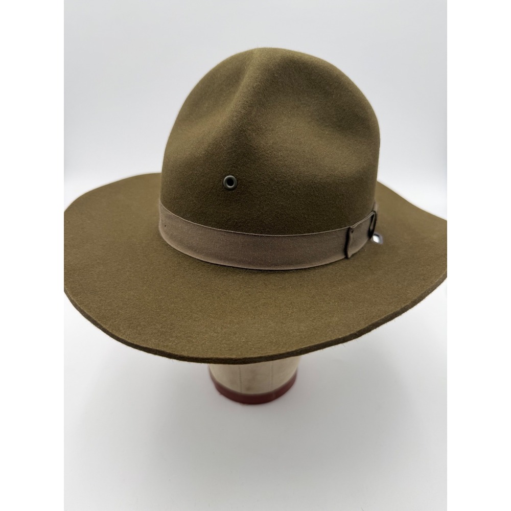 Stratton Campaign Style Felt Hat Mens 7 1/4 Green Excellent Montana Peaks F40
